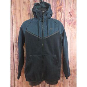 Nike Full-Zip Hoodie Sweatshirt Small Black & Blue With Hood